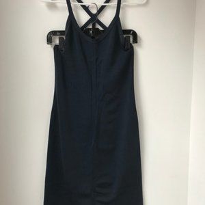Jean Paul Gaultier Navy Blue Ribbed Knit Dress M